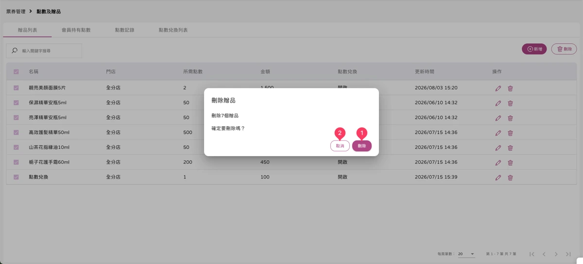 票券管理 - 點數及贈品-贈品列表-3
